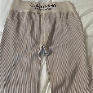 Calvin Klein Performance Beige and Black Striped Leggings